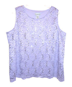 CATHERINES PLUS LILAC SEQUIN LACE SLEEVELESS TOP SIZE 32 OR 20 NEW WITH TAGS!!!